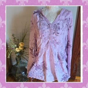 Vintage America Lavender Floral Top Size Xxl
